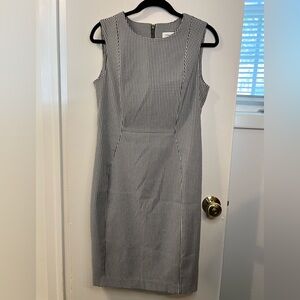 Calvin Klein Black and White Checkered Midi Dress